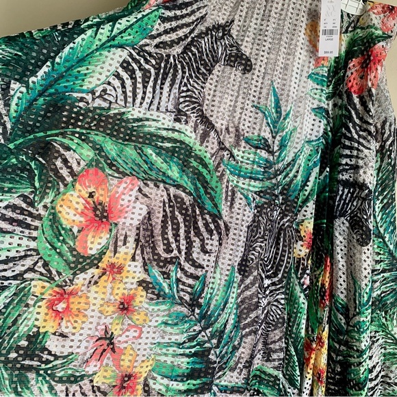 New York and Company 7th Avenue tropical floral & Zebra Print Midi Skirt LG NWT - Picture 4 of 9